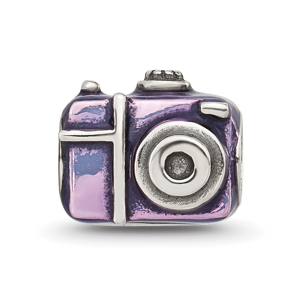 Sterling Silver Reflections Purple Enamel Camera Bead