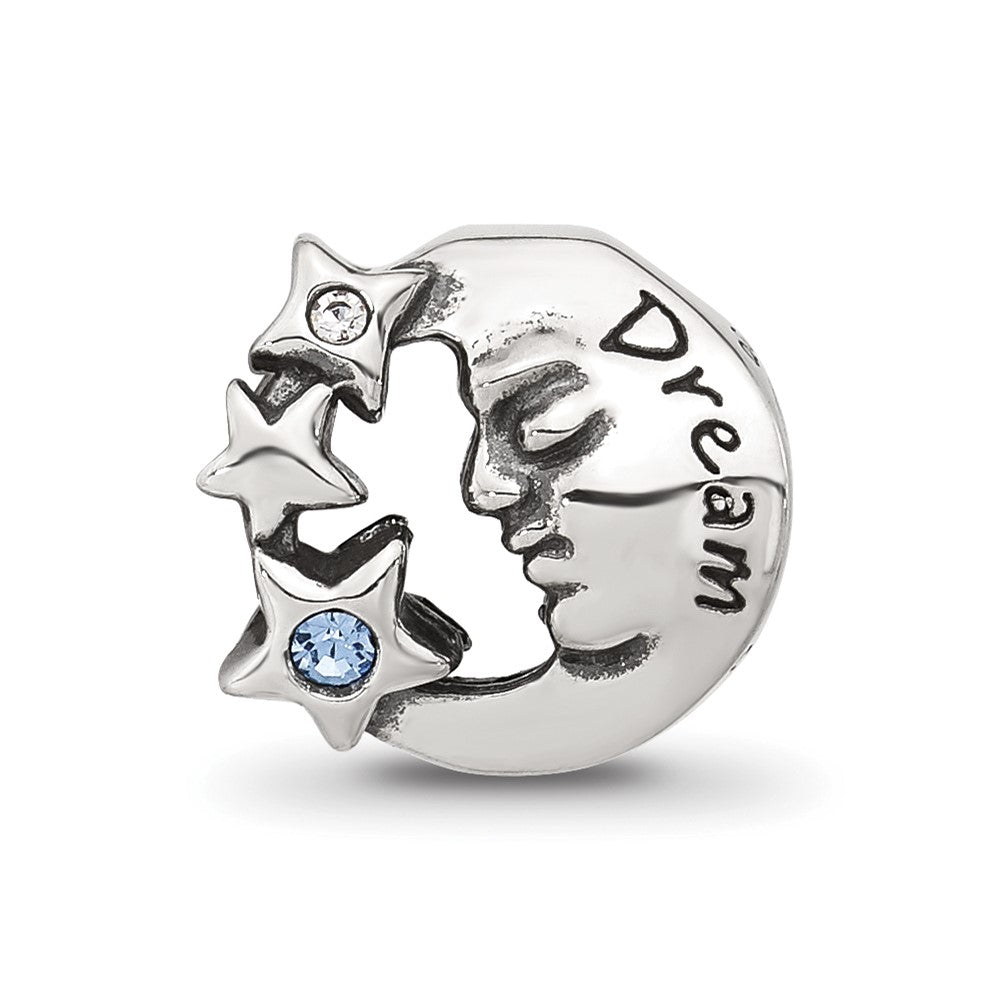Sterling Silver Reflections Blue CZ Dream In Moon Bead