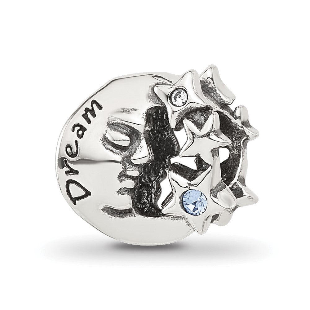 Sterling Silver Reflections Blue CZ Dream In Moon Bead