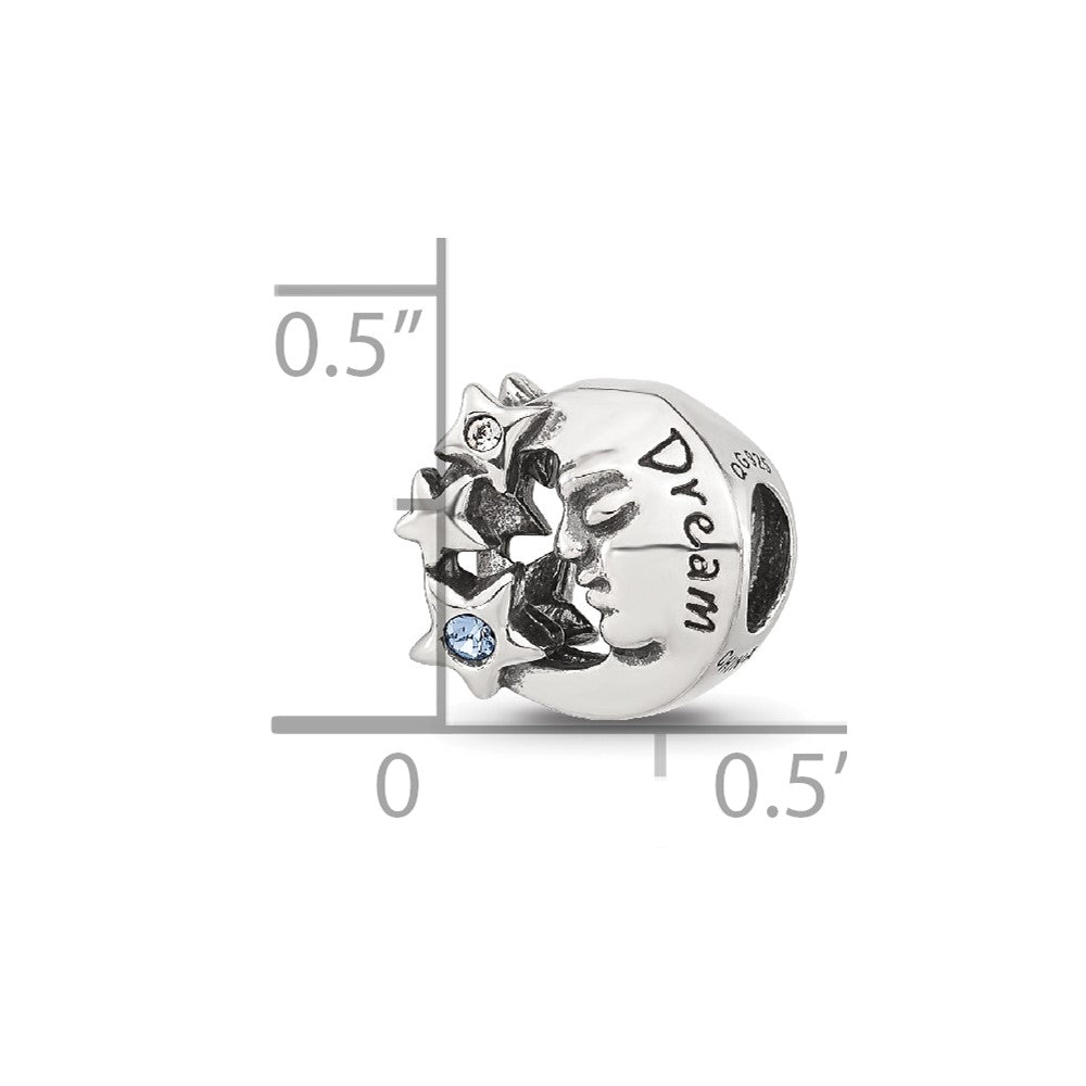Sterling Silver Reflections Blue CZ Dream In Moon Bead