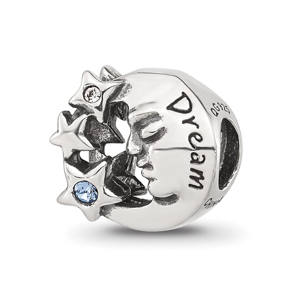 Sterling Silver Reflections Blue CZ Dream In Moon Bead