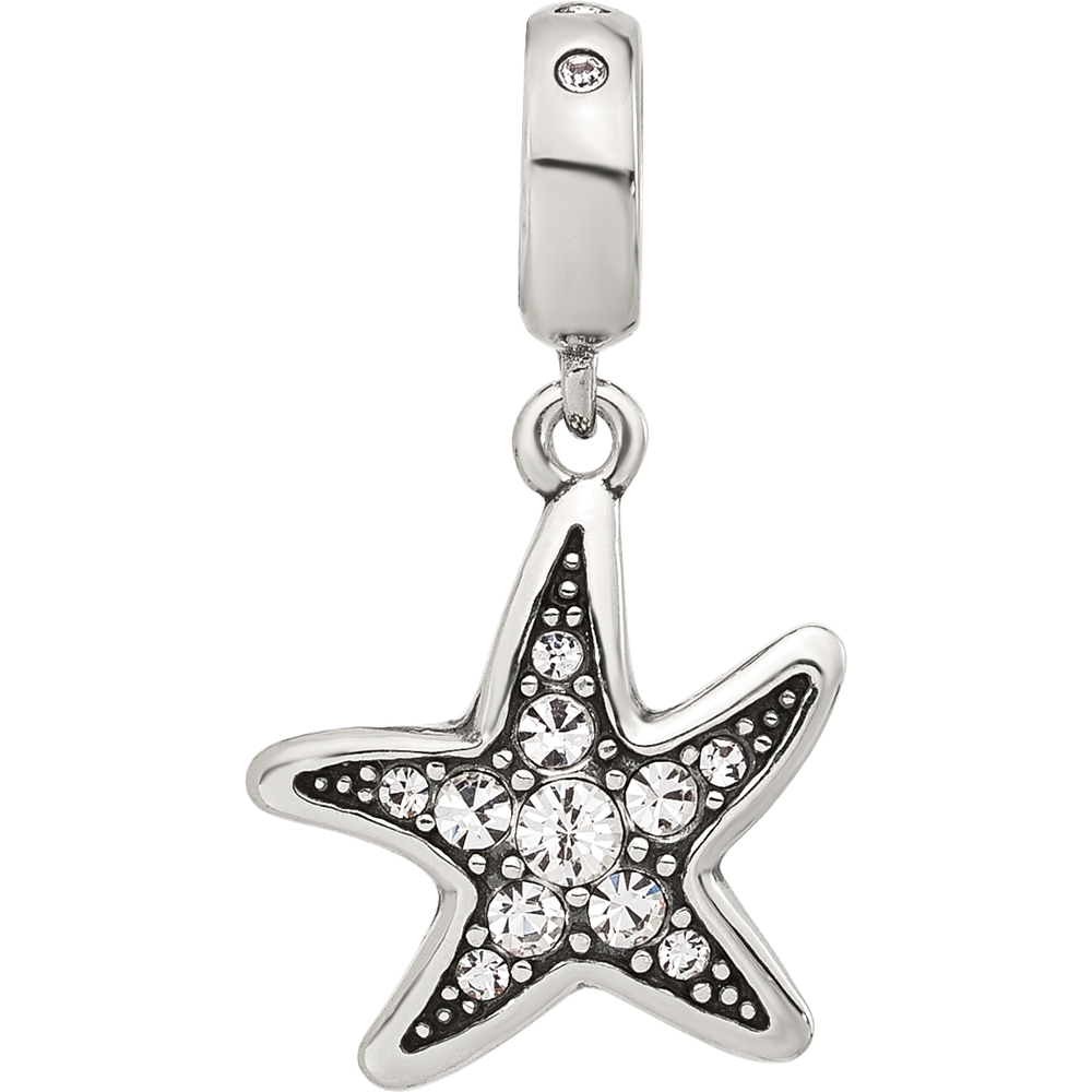 Sterling Silver Reflections Clear CZ Starfish Dangle Bead