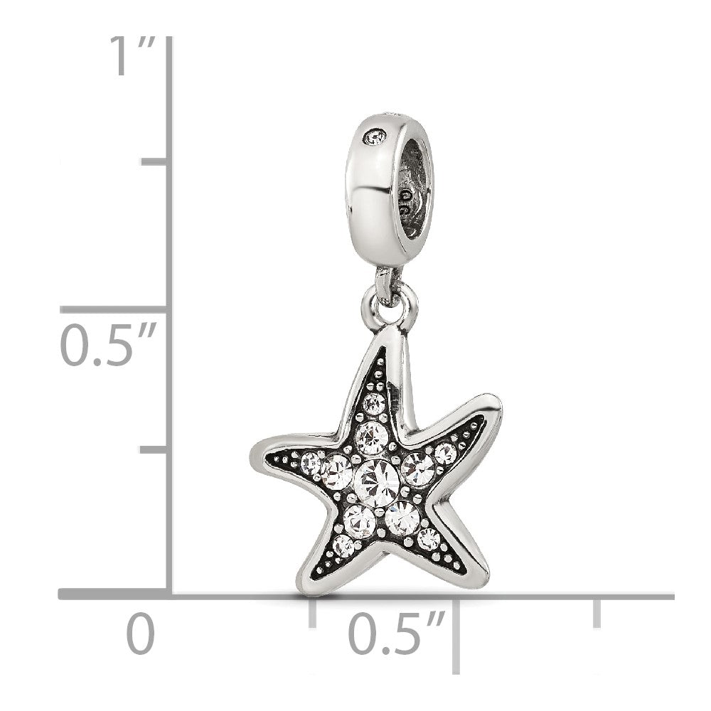Sterling Silver Reflections Clear CZ Starfish Dangle Bead