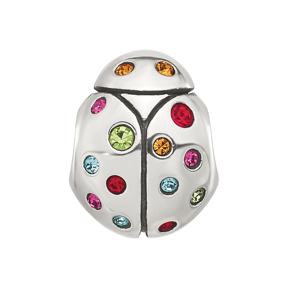 Sterling Silver Reflections Multi-color CZ Bug Bead