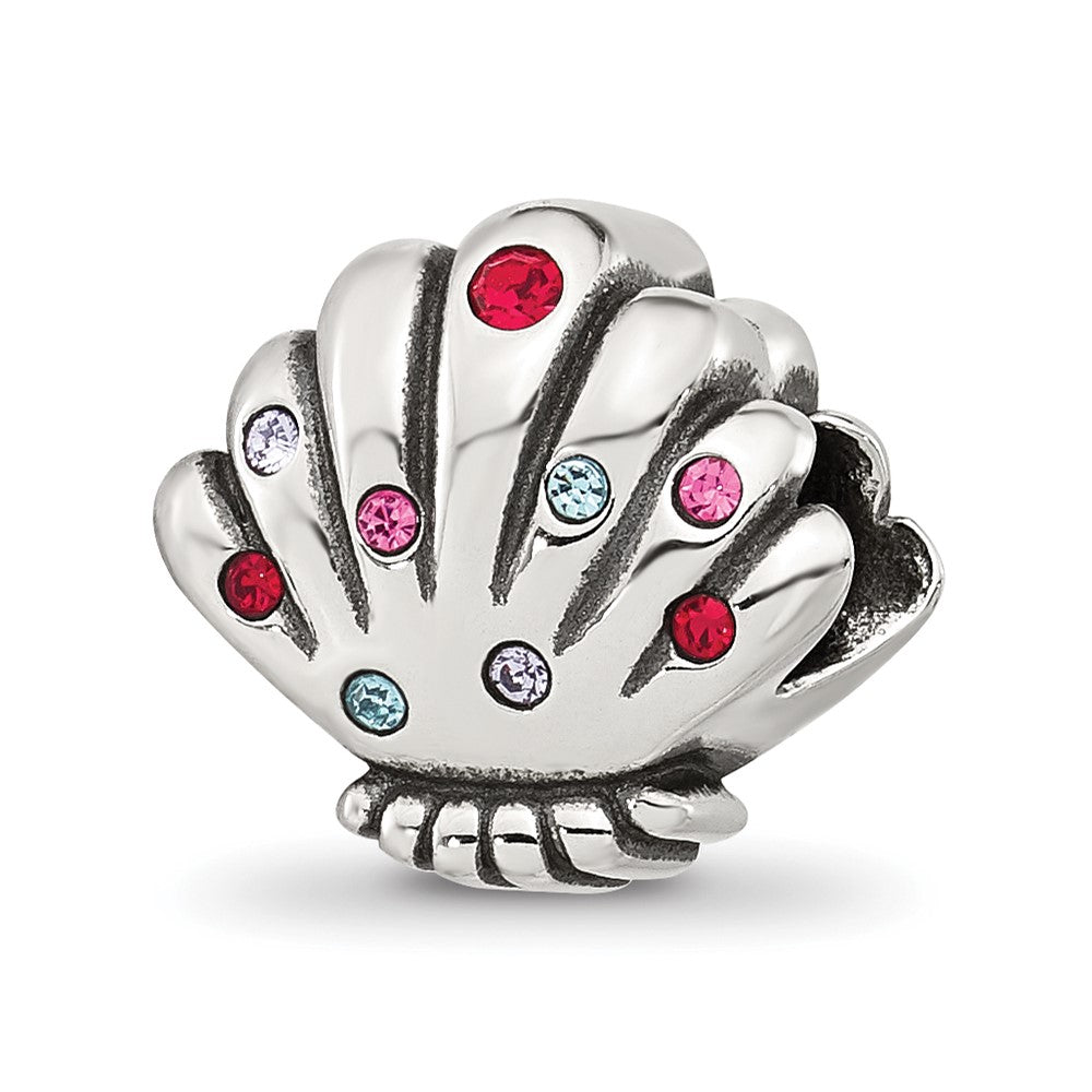 Sterling Silver Reflections Multi-color CZ Shell Bead