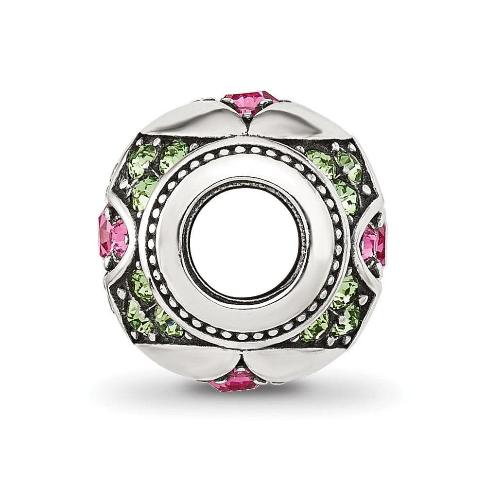 Sterling Silver Reflections Pink and Green CZ Round Bead
