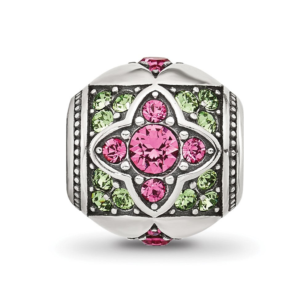 Sterling Silver Reflections Pink and Green CZ Round Bead