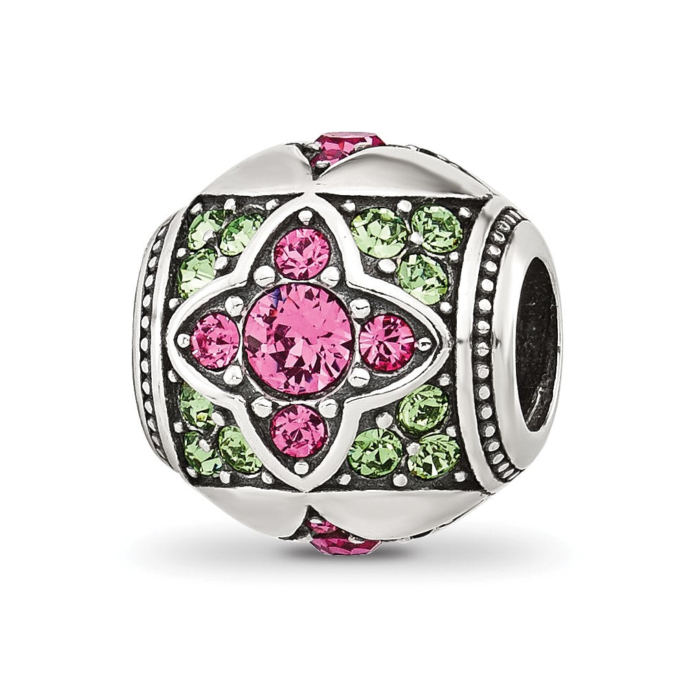 Sterling Silver Reflections Pink and Green CZ Round Bead