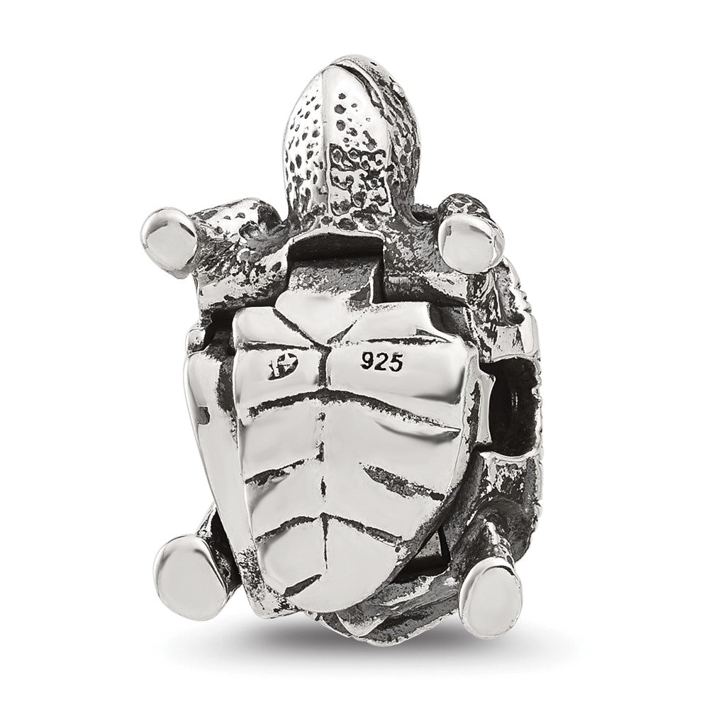 Sterling Silver Reflections Antiqued Tortoise Hinged Bead