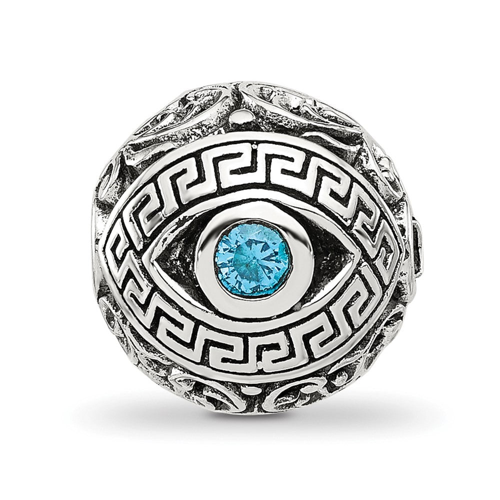 Sterling Silver Reflections Antiqued CZ Nazar Eye Hinged Bead