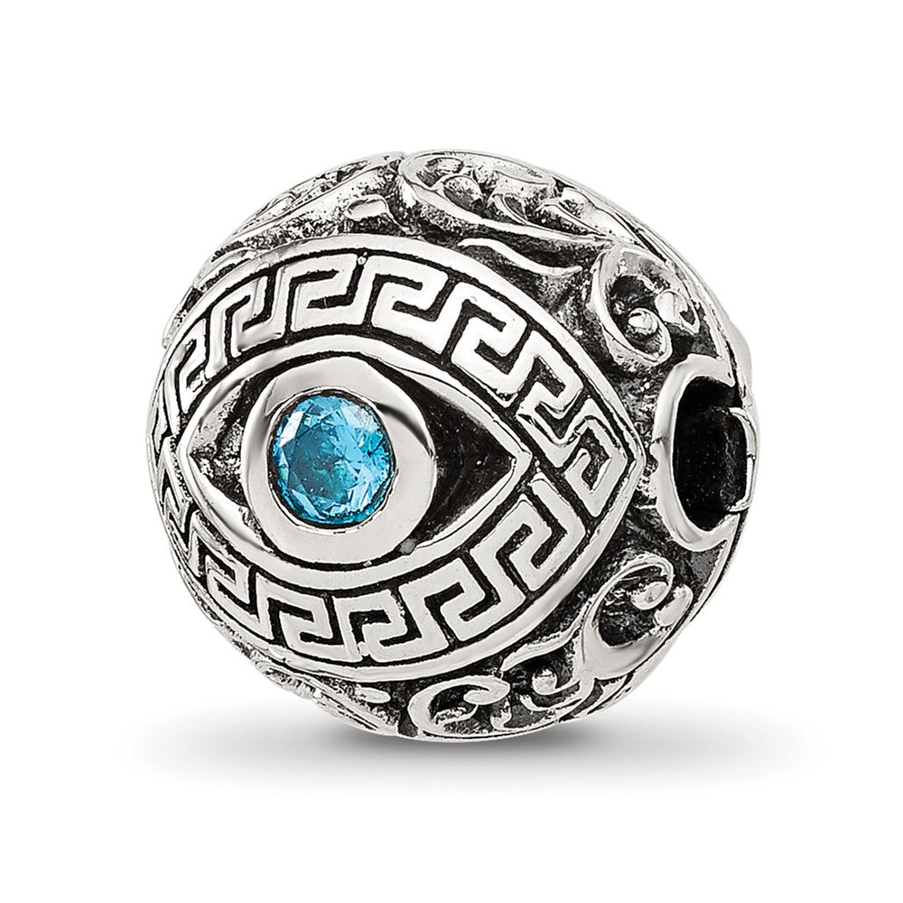 Sterling Silver Reflections Antiqued CZ Nazar Eye Hinged Bead