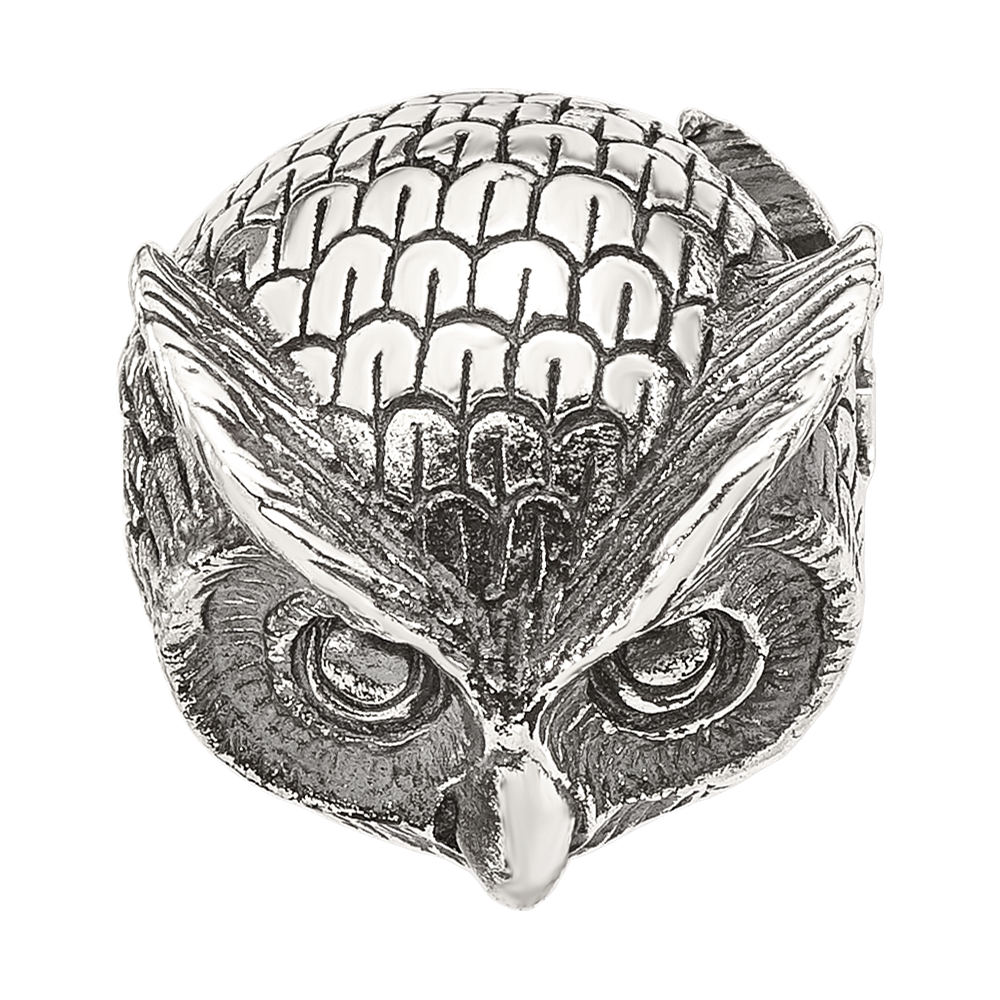 Sterling Silver Reflections Antiqued Owl Hinged Bead