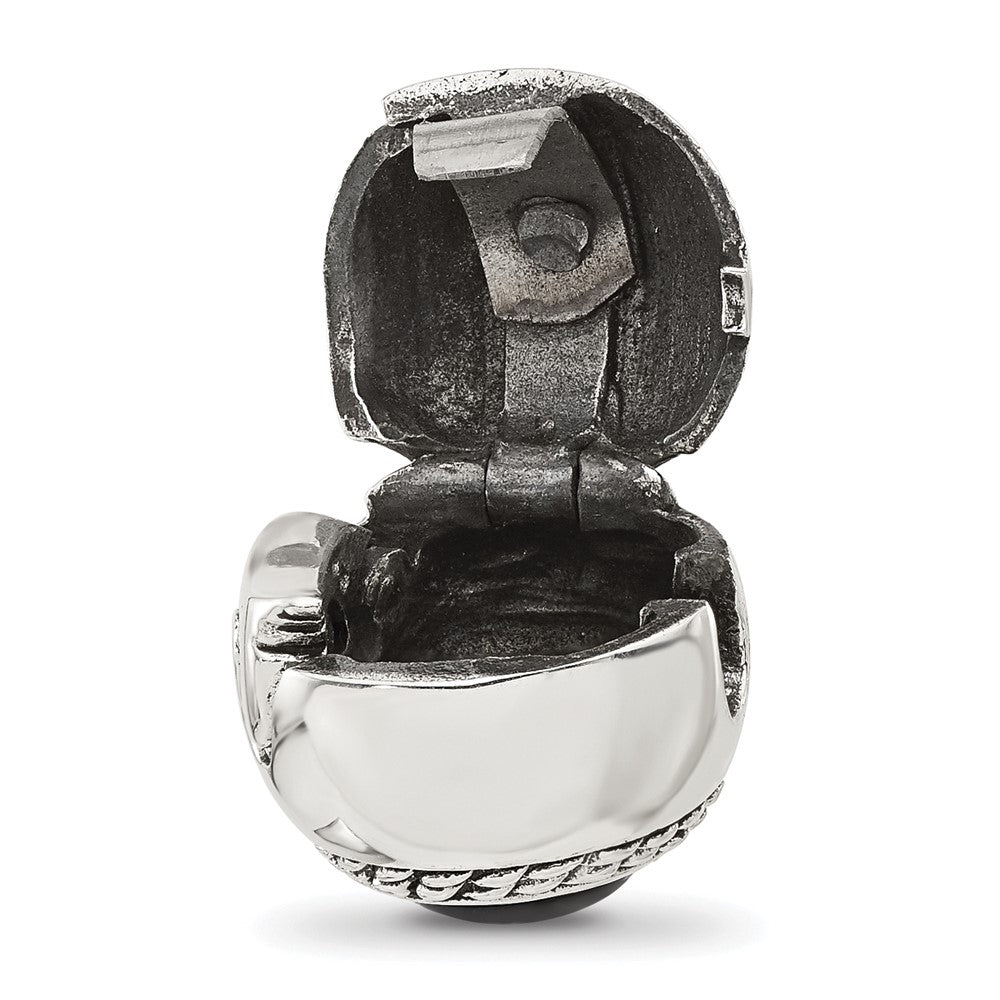 Sterling Silver Reflections Black Onyx Lucky Stone Hinged Bead