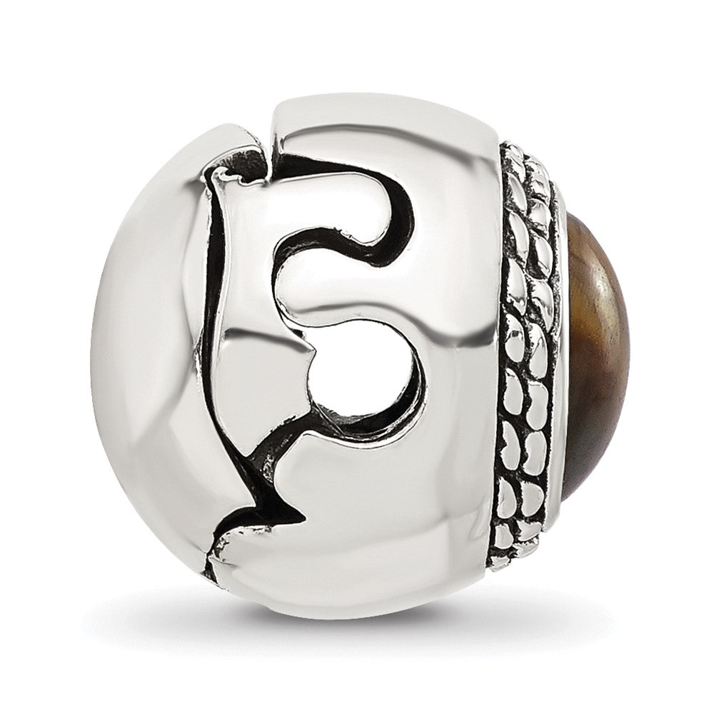 Sterling Silver Reflections Tigers Eye Lucky Stone Hinged Bead