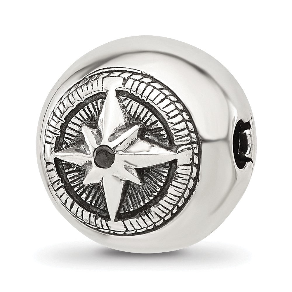 Sterling Silver Reflections Round Star Compass Hinged Bead
