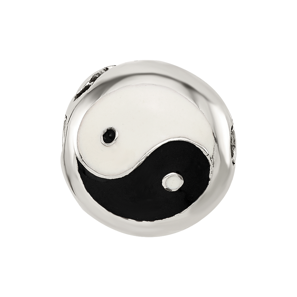 Sterling Silver Reflections Enameled Yin Yang Hinged Bead