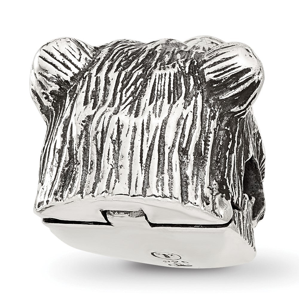 Sterling Silver Reflections Polished Bear Head Hinged Bead