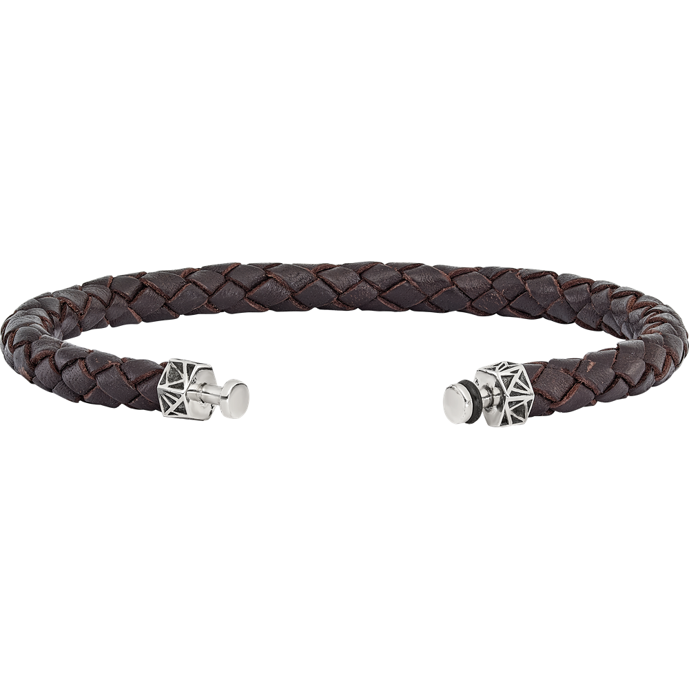 Sterling Silver Reflections 6mm Brown Gen. Leather 8.5in Bracelet/Bead not included, sold seperately