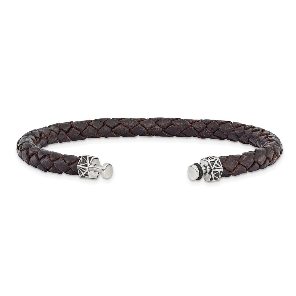 Sterling Silver Reflections 6mm Brown Gen. Leather 8in Bracelet/Bead not included, sold seperately