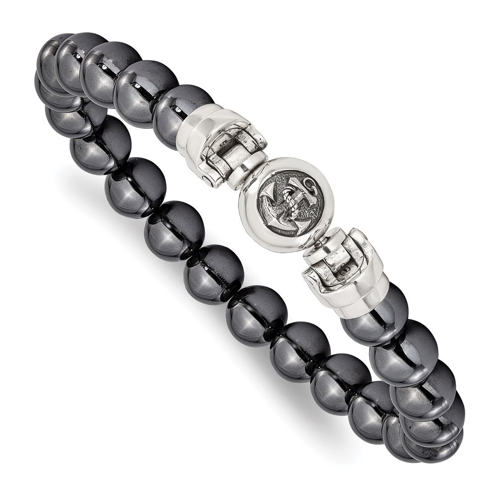 Sterling Silver Reflections 10mm Hematite Beaded 8in Bracelet/Bead not included, sold seperately
