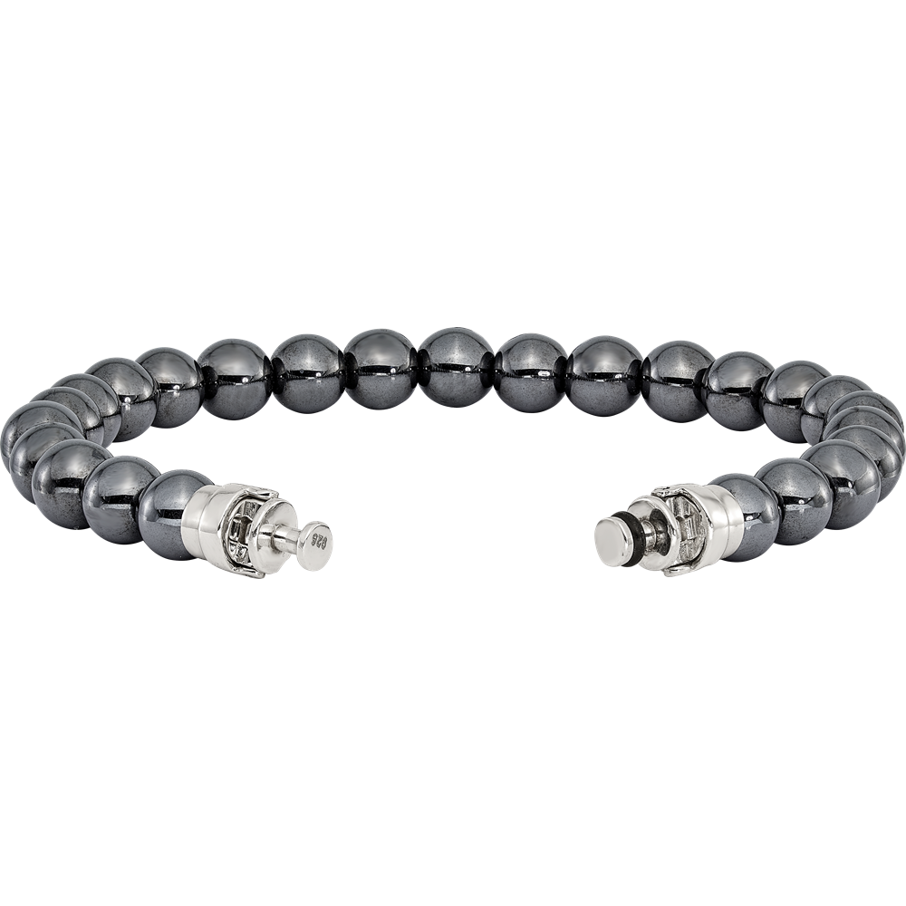 Sterling Silver Reflections 8mm Hematite Beaded 8in Bracelet/Bead not included, sold seperately