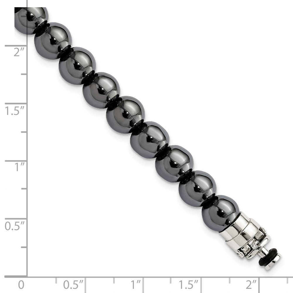 Sterling Silver Reflections 8mm Hematite Beaded 8.5in Bracelet/Bead not included, sold seperately
