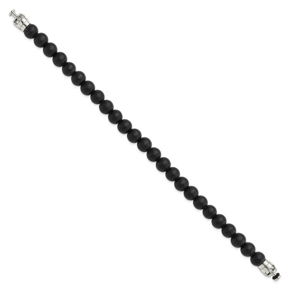 Sterling Silver Reflections 8mm Matte Black Onyx Beaded 8.5in Bracelet/Bead not included, sold seperately