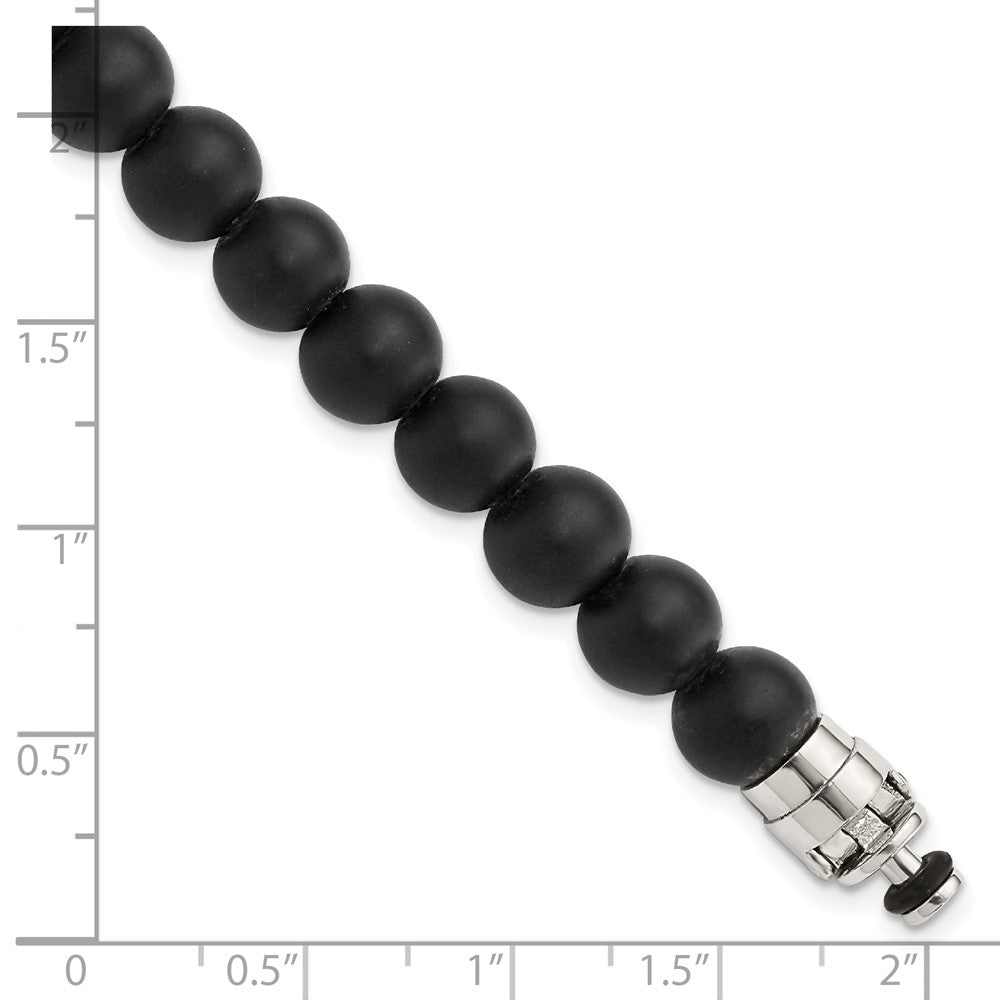 Sterling Silver Reflections 8mm Matte Black Onyx Beaded 8in Bracelet/Bead not included, sold seperately