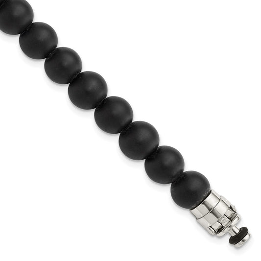 Sterling Silver Reflections 8mm Matte Black Onyx Beaded 8in Bracelet/Bead not included, sold seperately