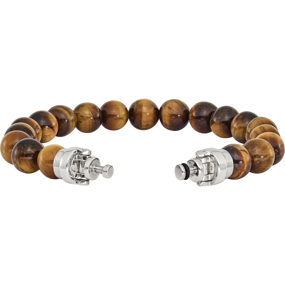 Sterling Silver Reflections 10mm Tigers Eye Beaded 8.5in Bracelet/Bead not included, sold seperately