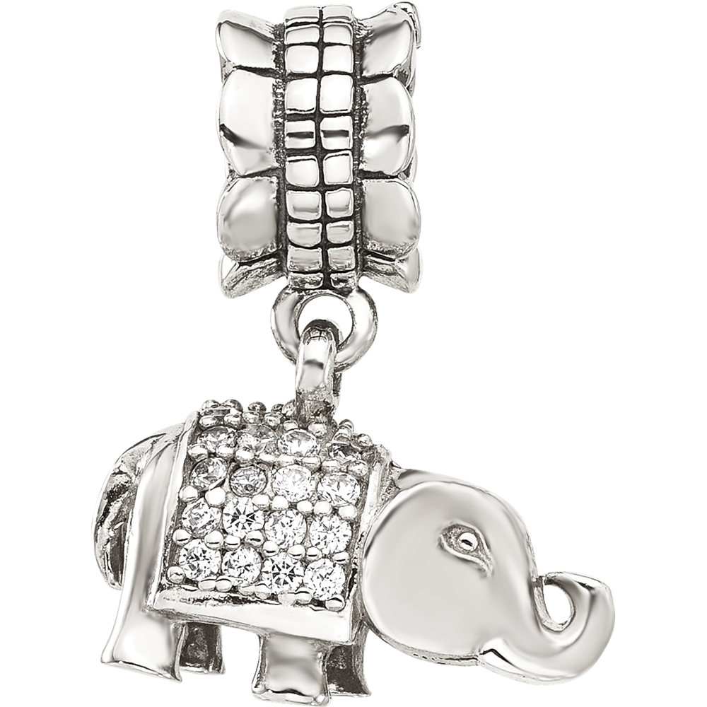 Sterling Silver Reflections CZ Elephant Dangle Bead