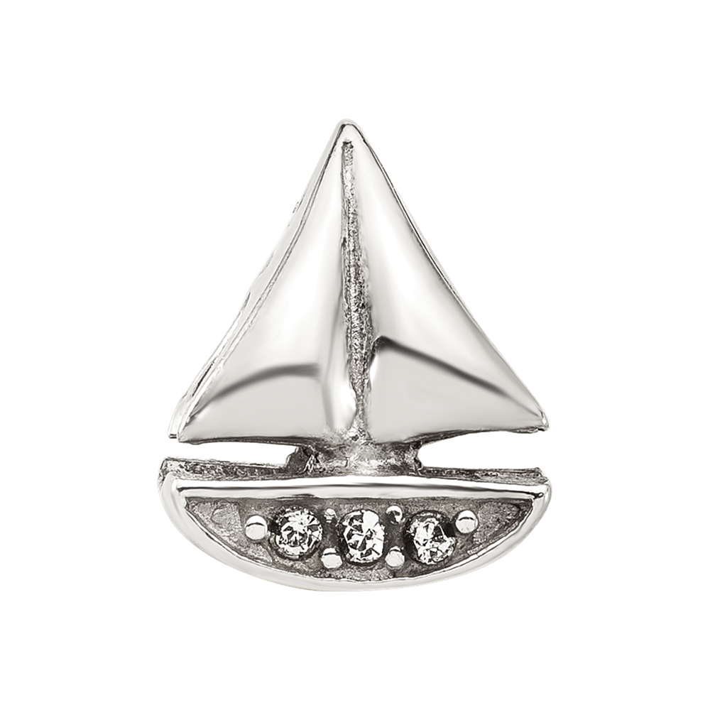 Sterling Silver Reflections Crystal Sailboat Bead