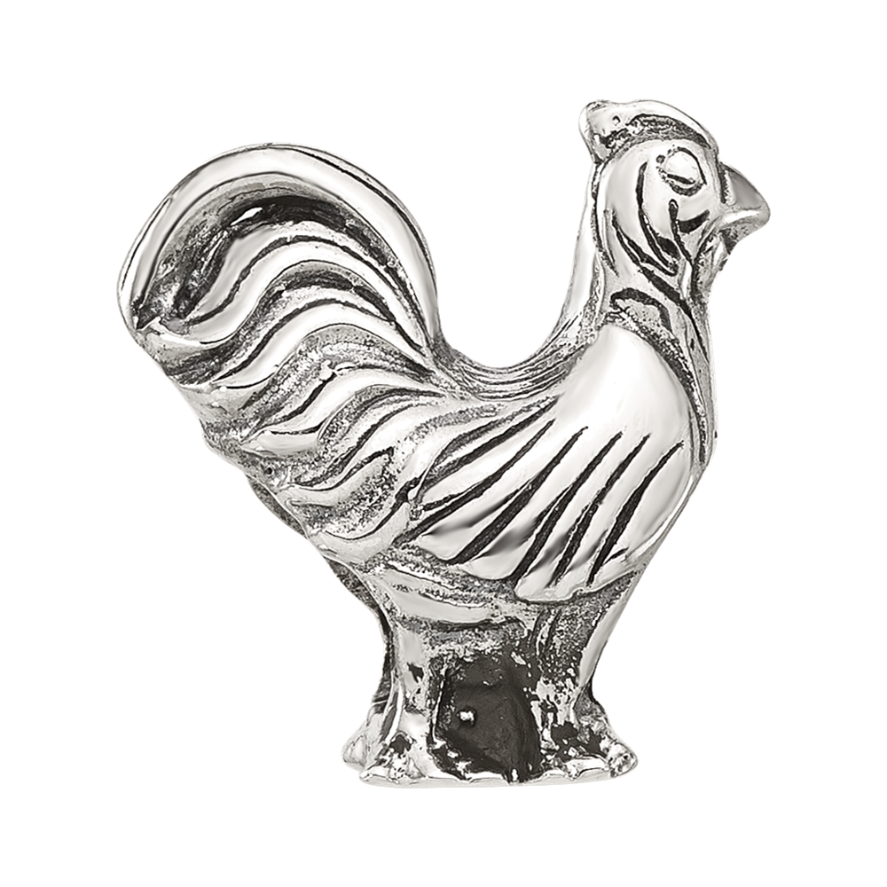 Sterling Silver Reflections Polished Rooster Bead