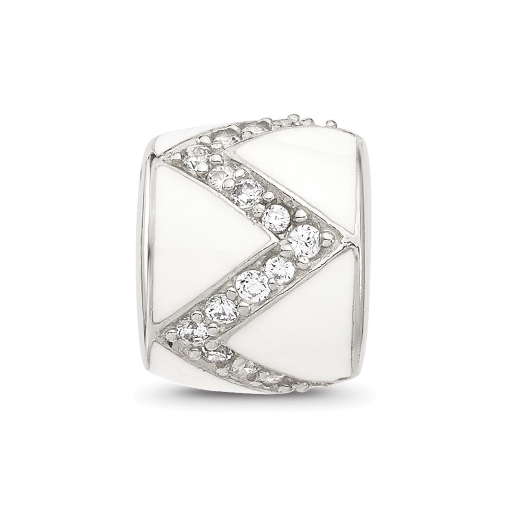 Sterling Silver Reflections White Enamel with CZ Design Bead