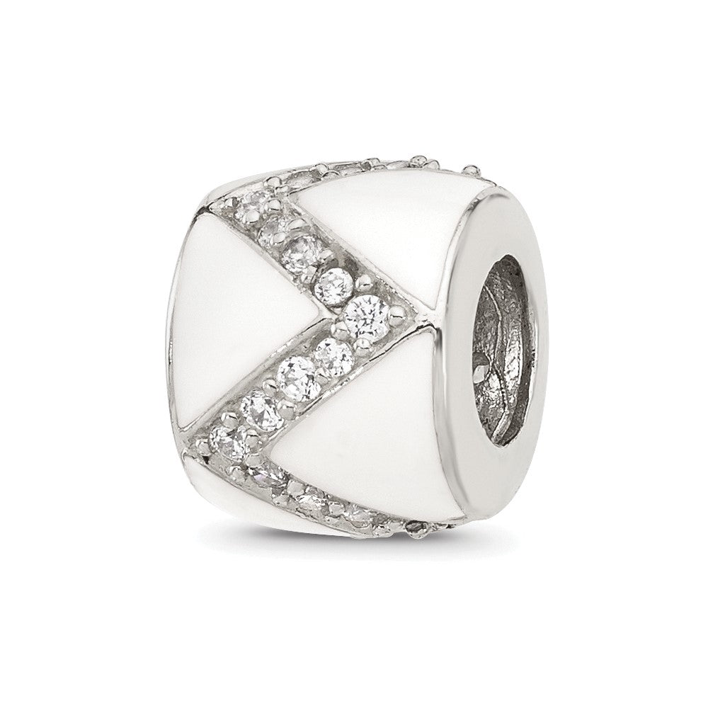 Sterling Silver Reflections White Enamel with CZ Design Bead