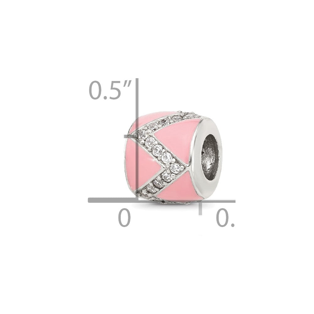 Sterling Silver Reflections Pink Enamel with CZ Design Bead