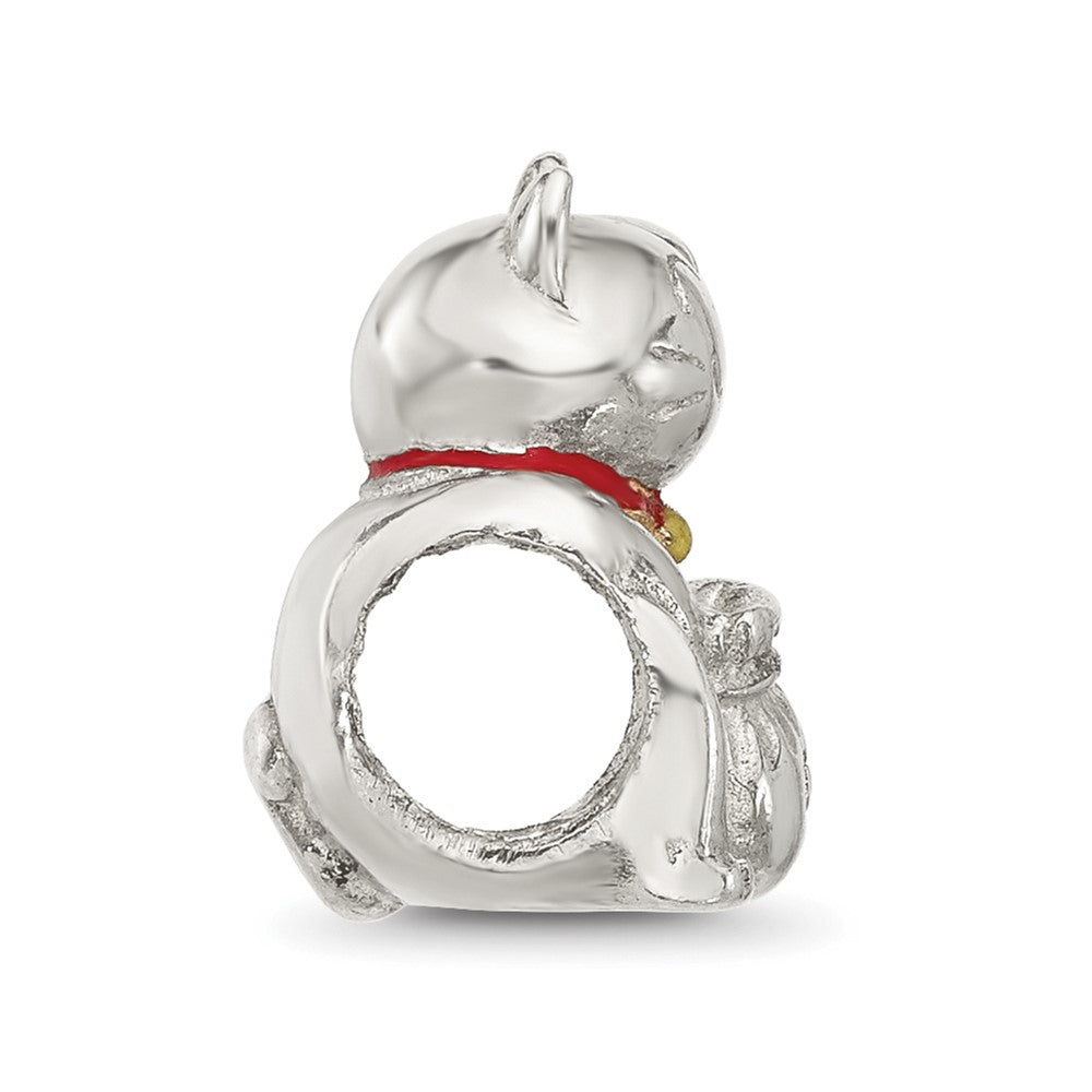Sterling Silver Reflections Red Enameled Lucky Cat Bead