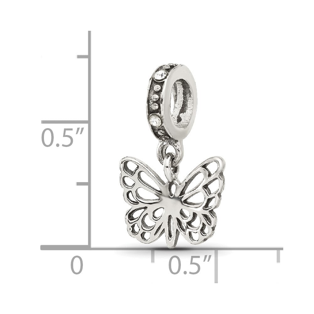 Sterling Silver Reflections Crystal Butterfly Dangle Bead