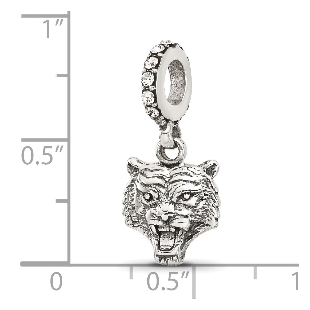 Sterling Silver Reflections Crystal Tiger Head Dangle Bead