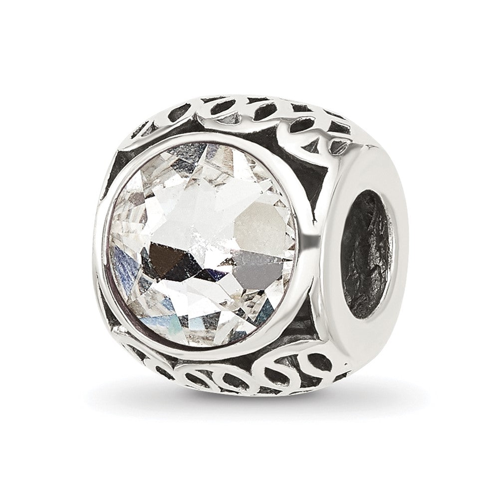 Sterling Silver Reflections Antiqued Clear Crystal Bead