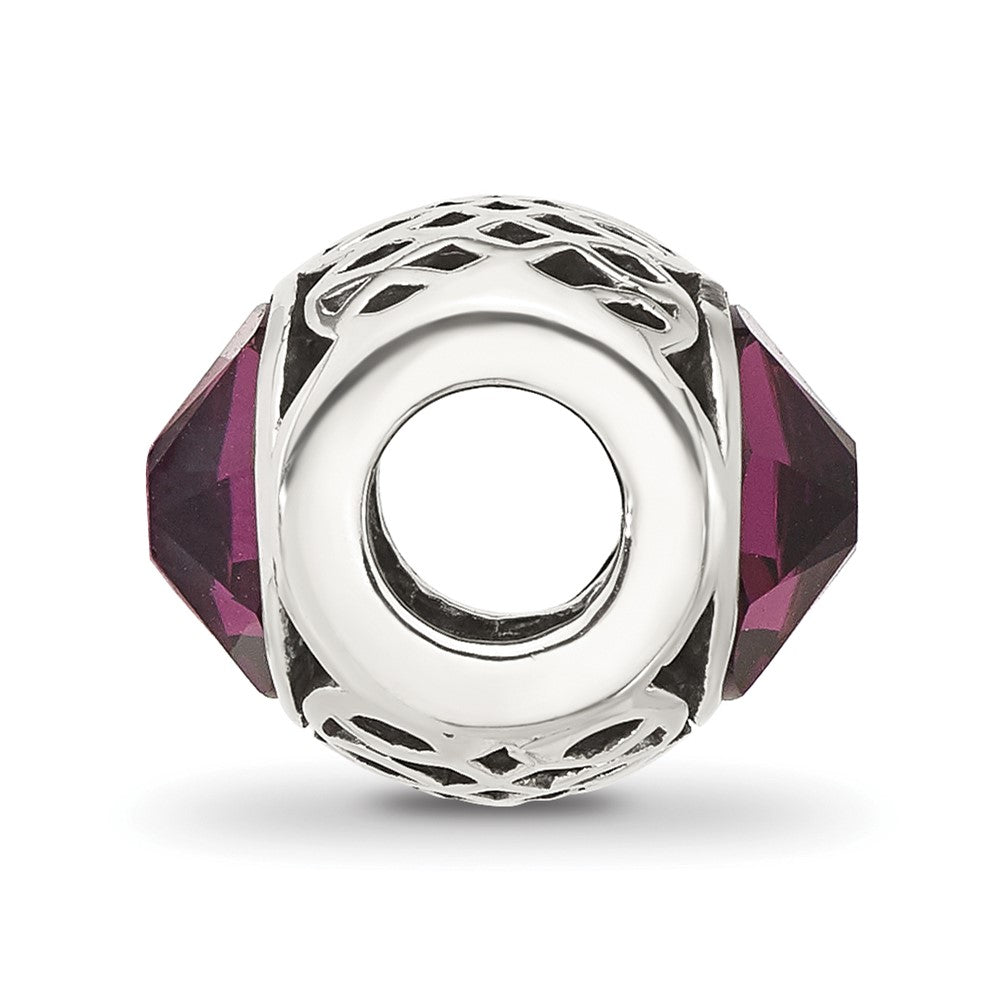 Sterling Silver Reflections Antiqued Purple Crystal Bead