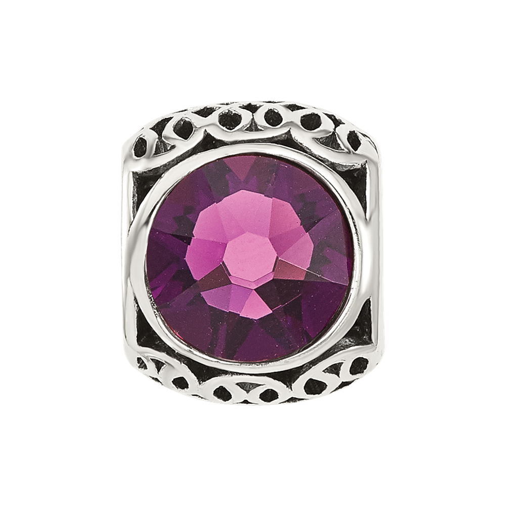 Sterling Silver Reflections Antiqued Purple Crystal Bead
