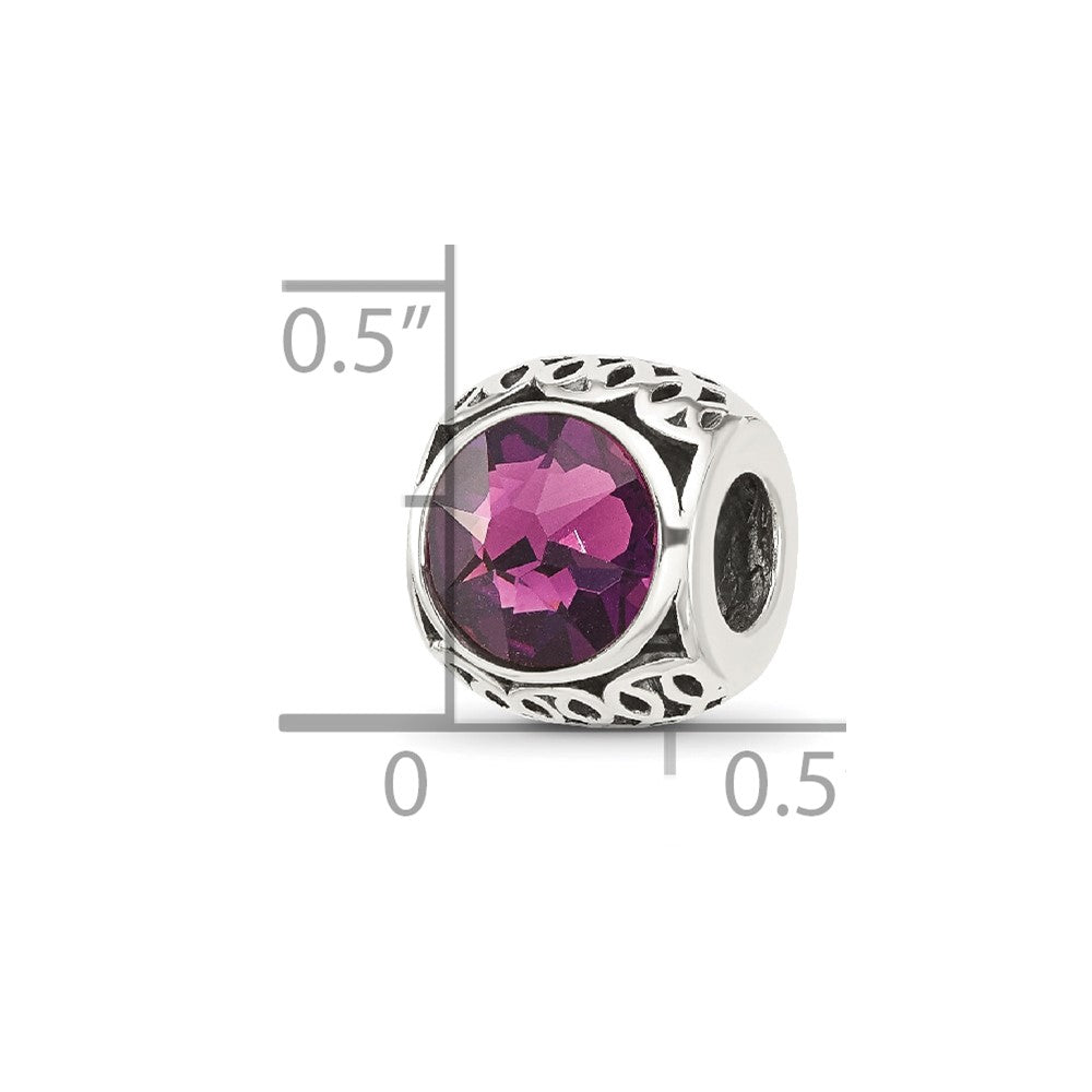 Sterling Silver Reflections Antiqued Purple Crystal Bead