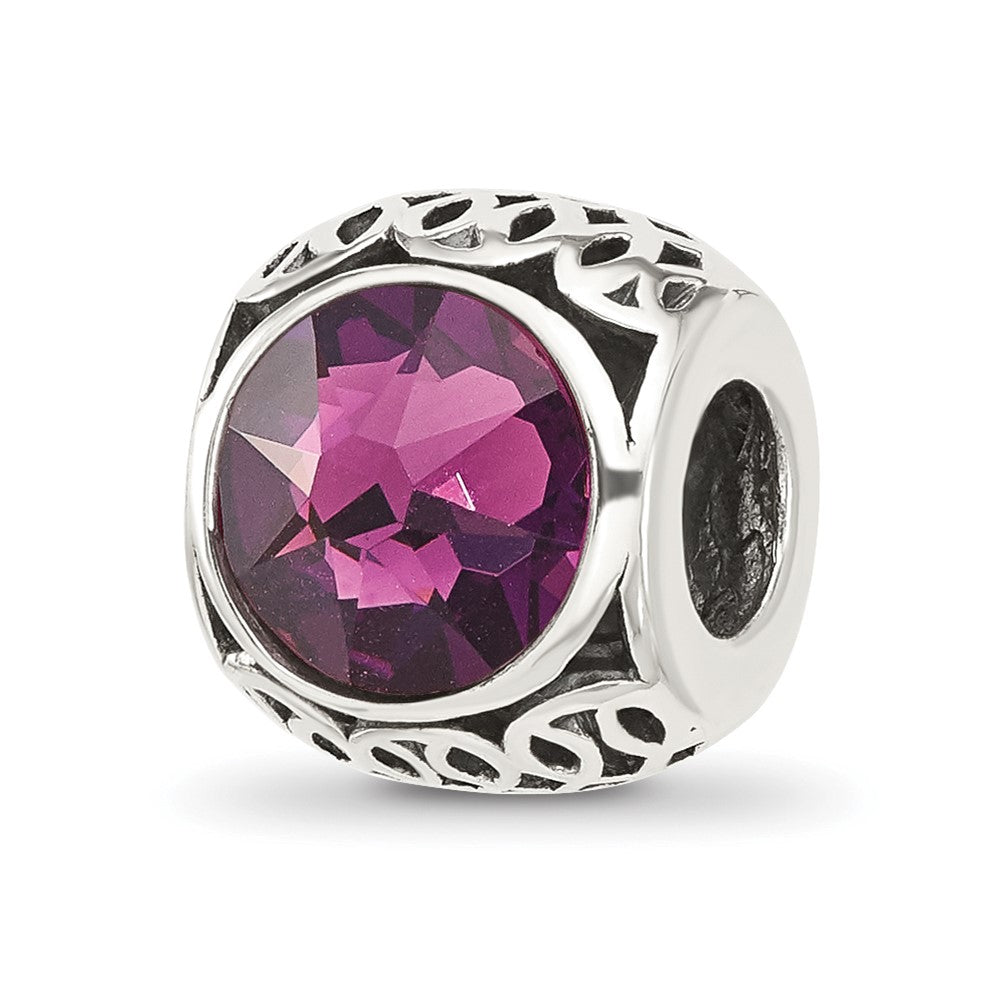 Sterling Silver Reflections Antiqued Purple Crystal Bead