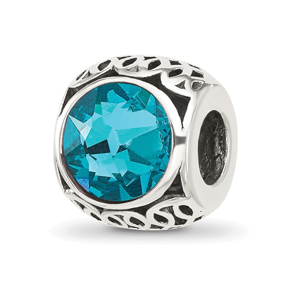 Sterling Silver Reflections Antiqued Teal Crystal Bead
