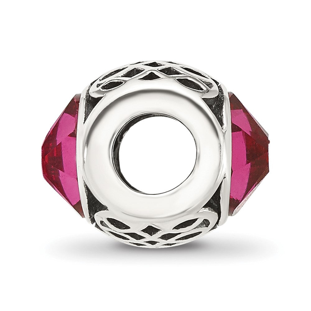Sterling Silver Reflections Antiqued Dark Pink Crystal Bead