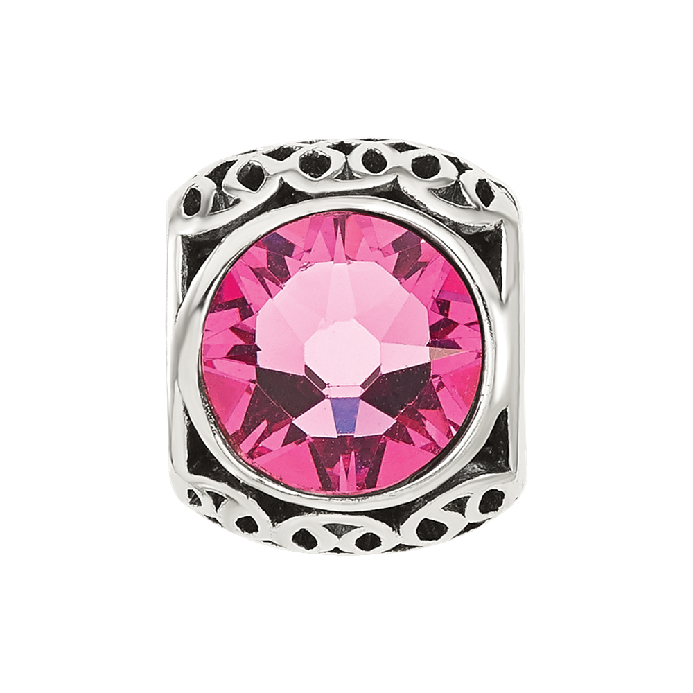 Sterling Silver Reflections Antiqued Pink Crystal Bead