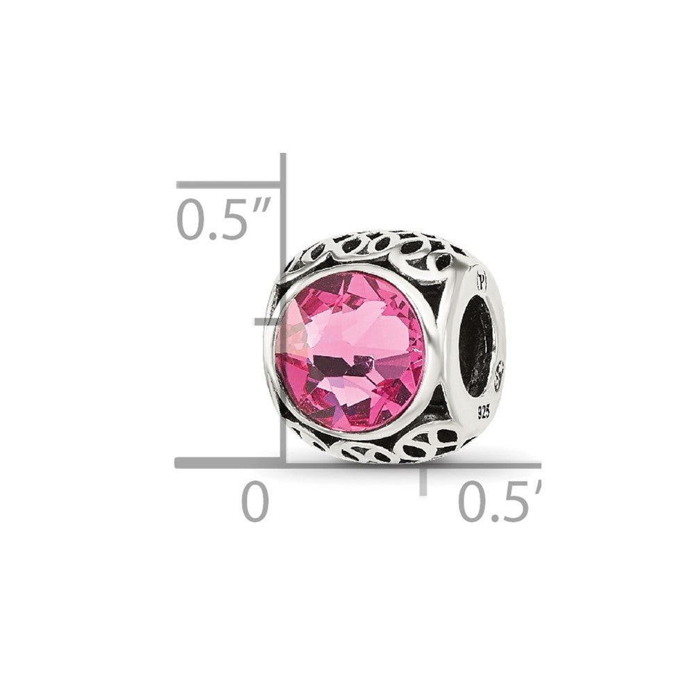Sterling Silver Reflections Antiqued Pink Crystal Bead