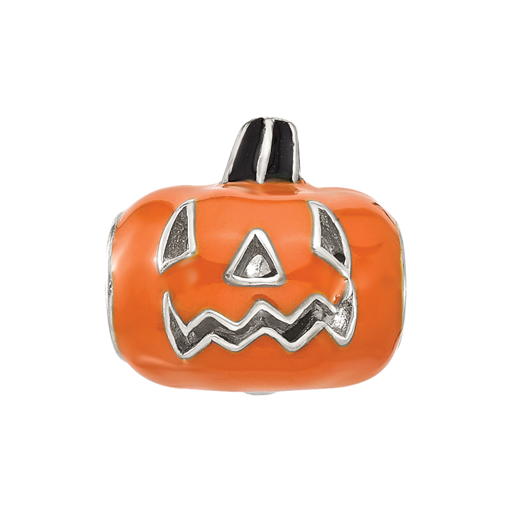 Sterling Silver Reflections Orange Enameled Pumpkin Bead