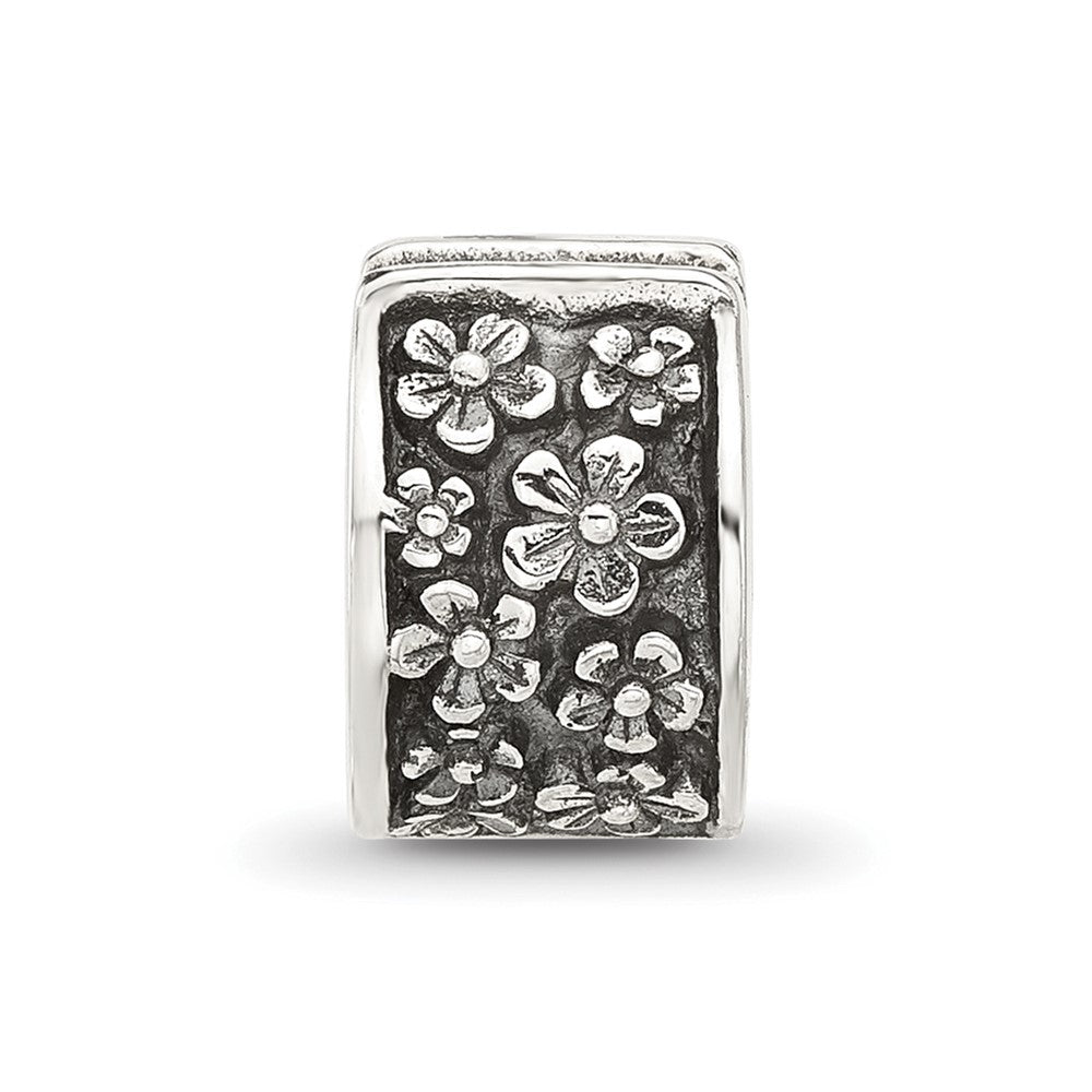 Sterling Silver Reflections Antiqued Floral Clip Bead